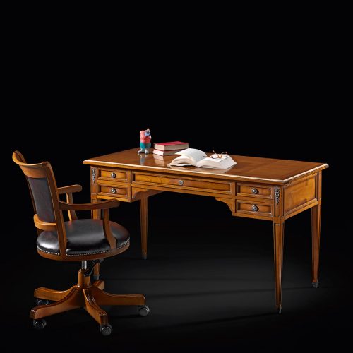 scrivania-essenza-ciliegio-piano-centrale-pelle-con-decoro-oro-CVB006-prestigemobili